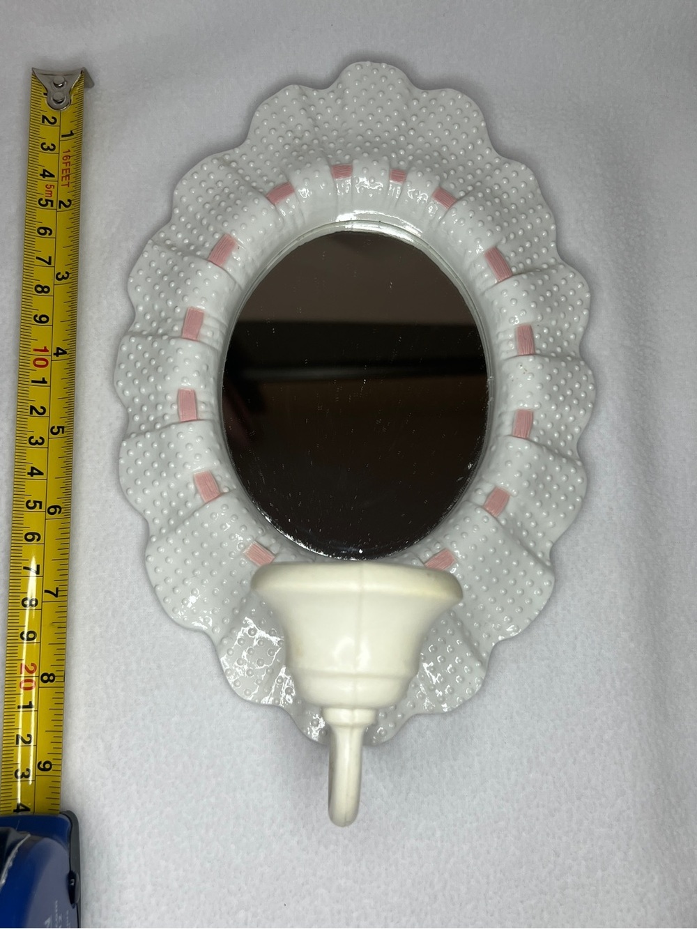 Vintage Homco Burwood Hobnail Wall Candle Sconces Pair White Pink Glass - Picture 3 of 5